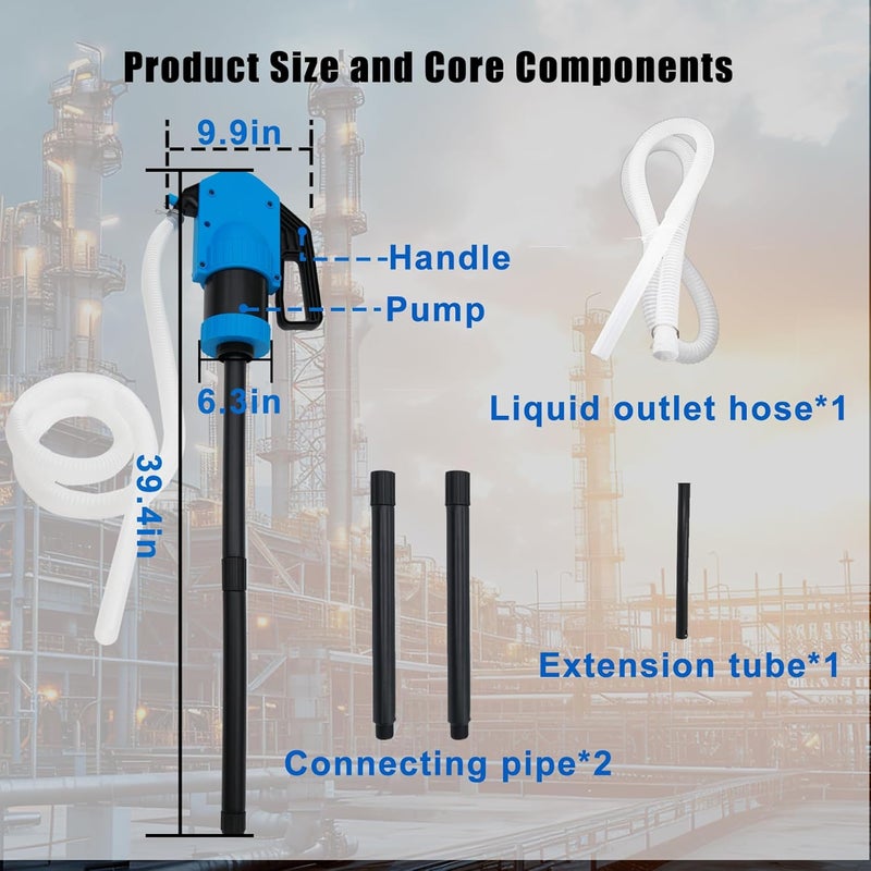 NimRay Lever Action Drum Pump Cost-Effective Replacement - Manual Barrel Pump for DEF,Antifreeze, Gasoline, Fuel & Low concentration liquid,Siphon Pump for 55 Gallon Includes 6.56 ft of 3/4”Corrugated Hose - Image 4